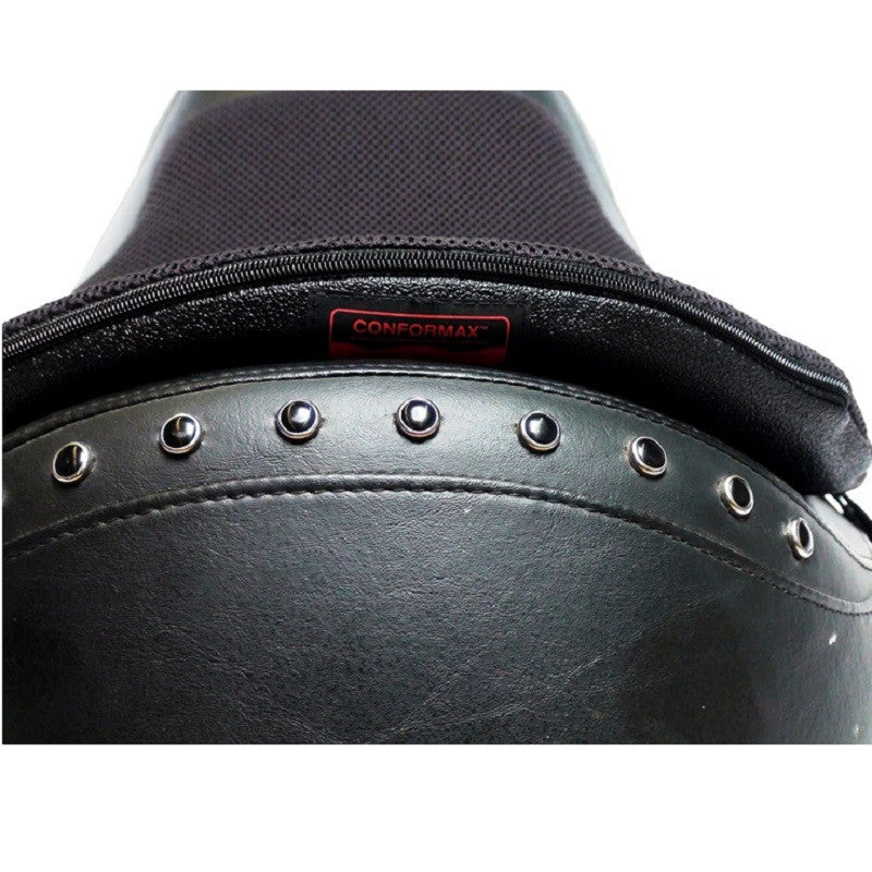 Gel seat cushion on top of a motorcycle seat