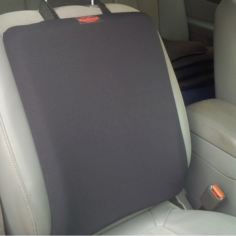 Gel cushion attached to the seat back of the passenger seat in a car